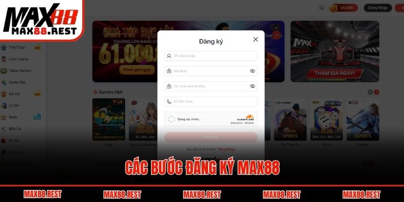 Các bước đăng ký Max88